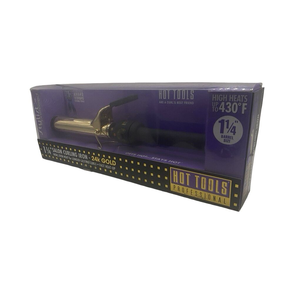 Salon Curling Iron Wand  1¼" Helen of Troy HOT TOOLS PRO 24K Gold Fast Heat NEW